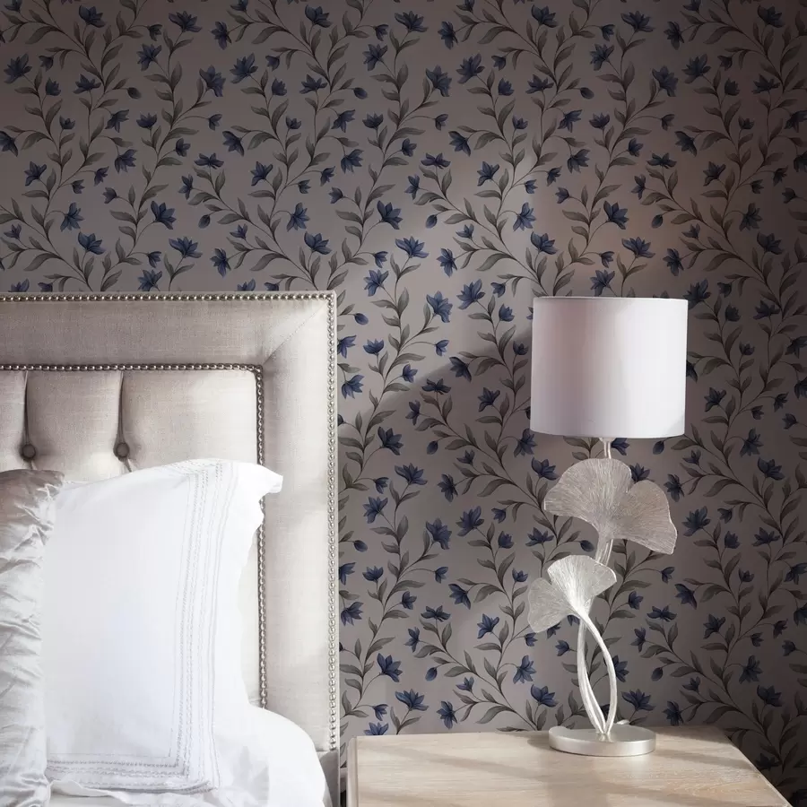 Fotobehang Blauwe klokjes op een poederroze achtergrond a00622v2