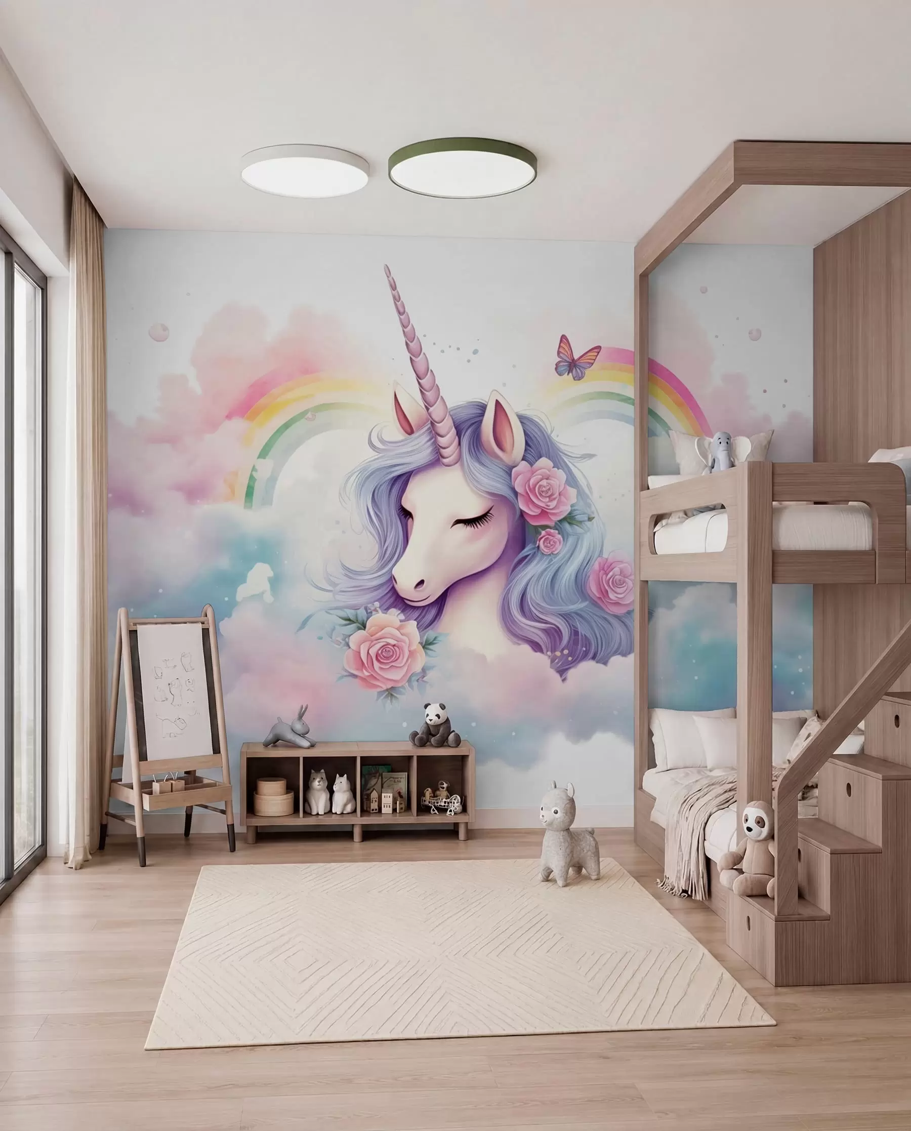 Fotobehang Eenhoorn en regenboog w03990
