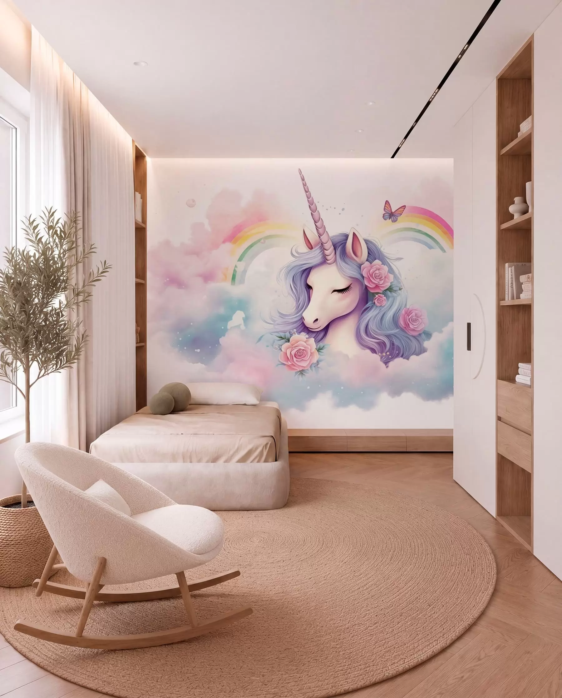 Papier peint photo Licorne dans les nuages w03990