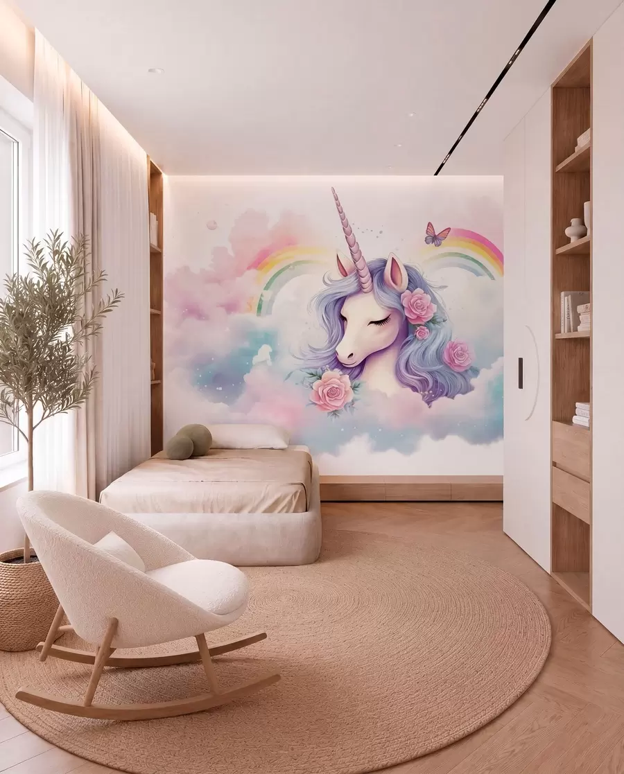 Papier peint photo Licorne dans les nuages w03990