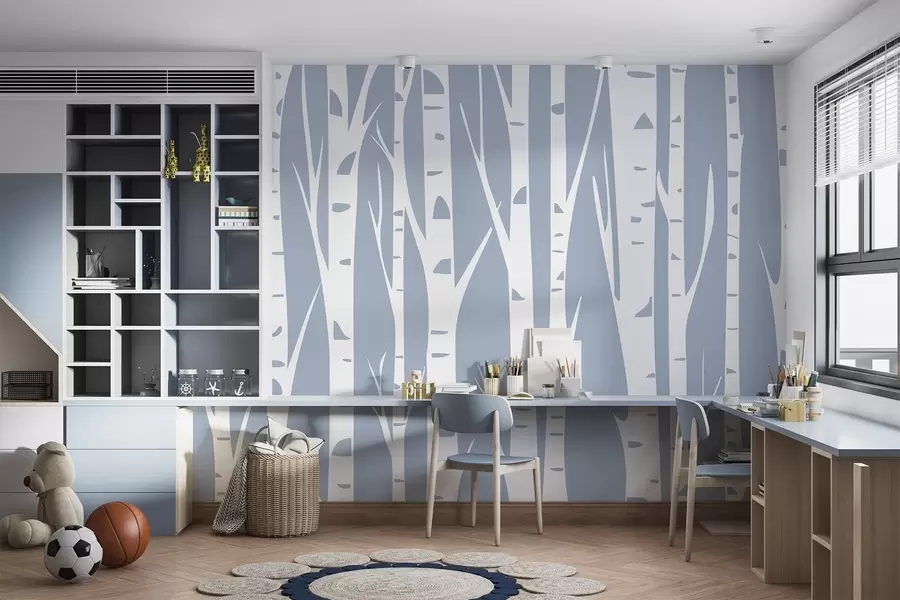 Papier peint photo Forêt de bouleaux w04658v1