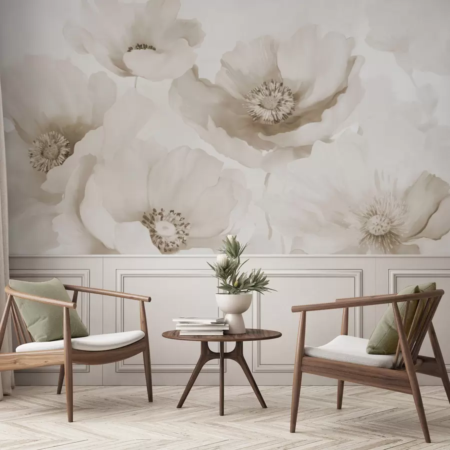 Fotobehang Klaprozen  beige tinten w04656v1