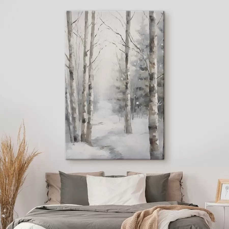  Peintures Bouleaux dans une forêt en hiver s46129