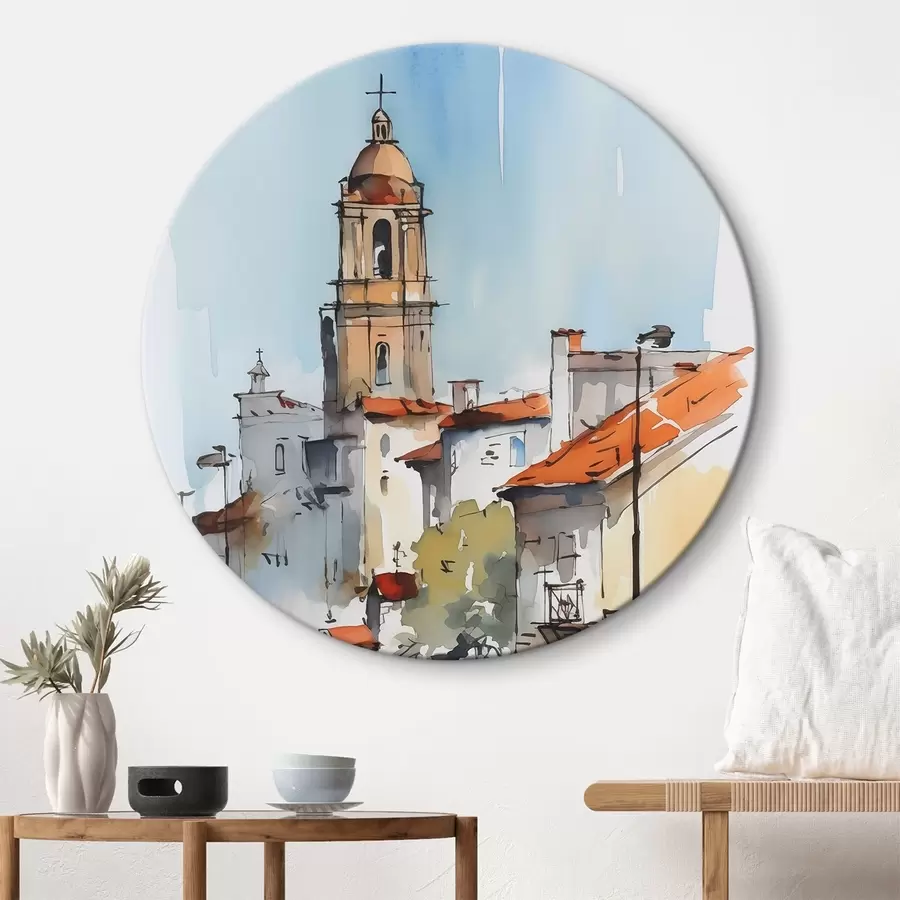  Schilderijen Stadsgezicht imitatie aquarel r46120