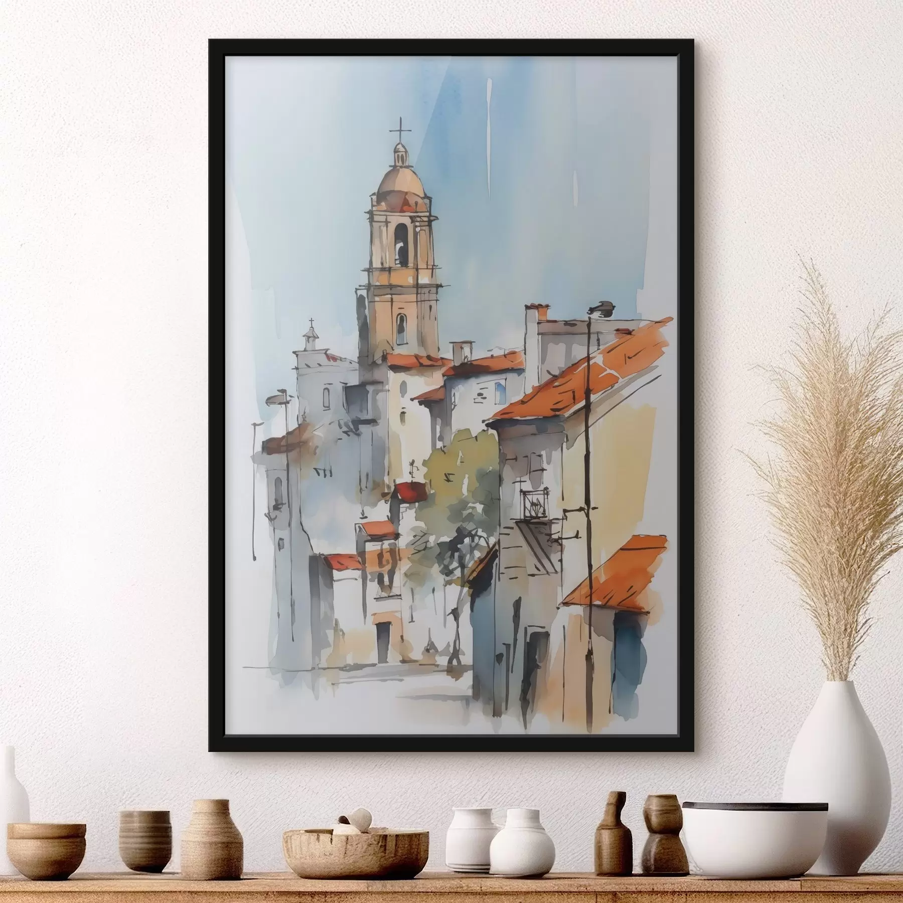 Fotobehang Stadsgezicht imitatie aquarel f46120