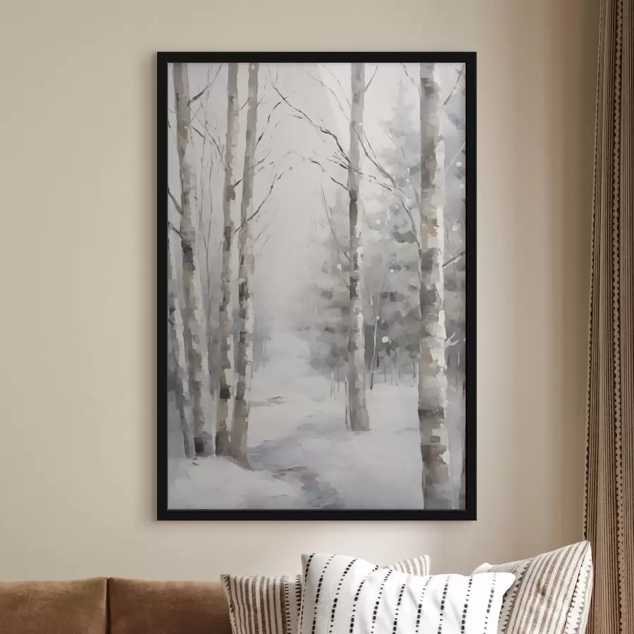 Fotobehang Berkenbomen in een winterbos f46129