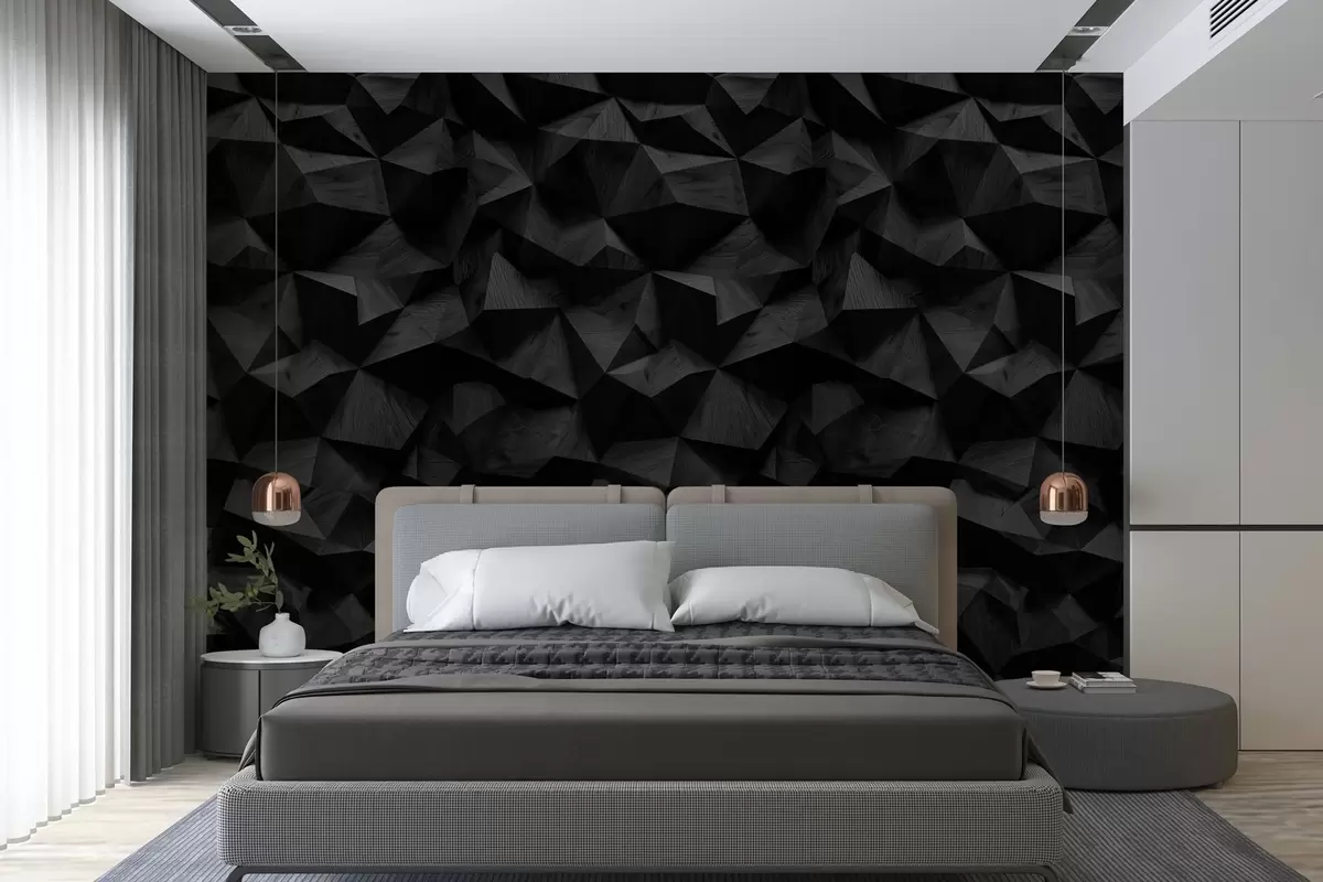 Papier peint photo imitation d'un mur en relief angulaire en bois foncé w04632v1