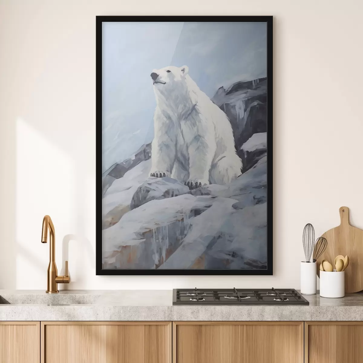 Affiche Un ours est assis sur un bloc de glace f46199