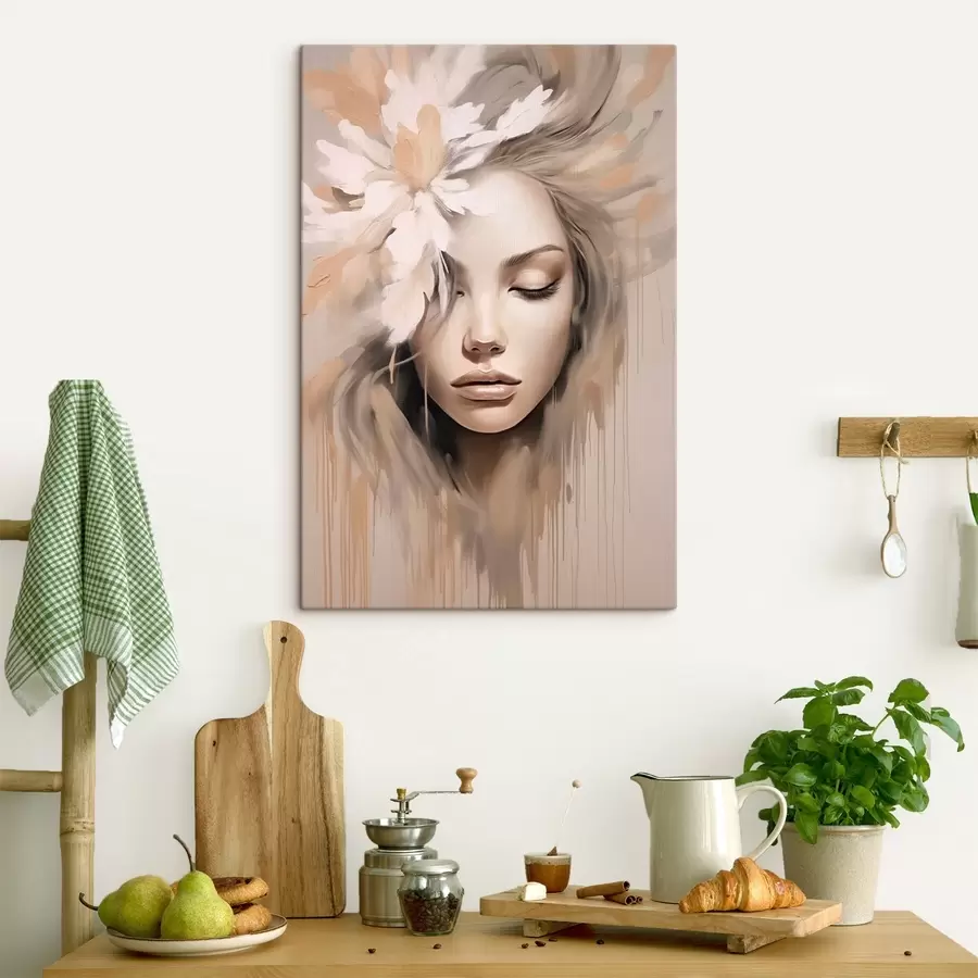  Peintures Portrait de femme avec une fleur s46218