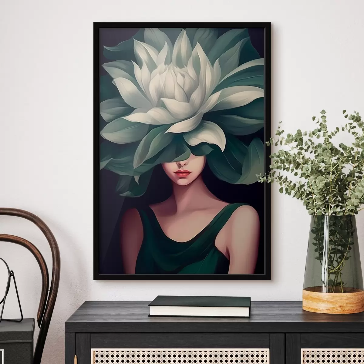 Poster Meisje met een bloem f46207