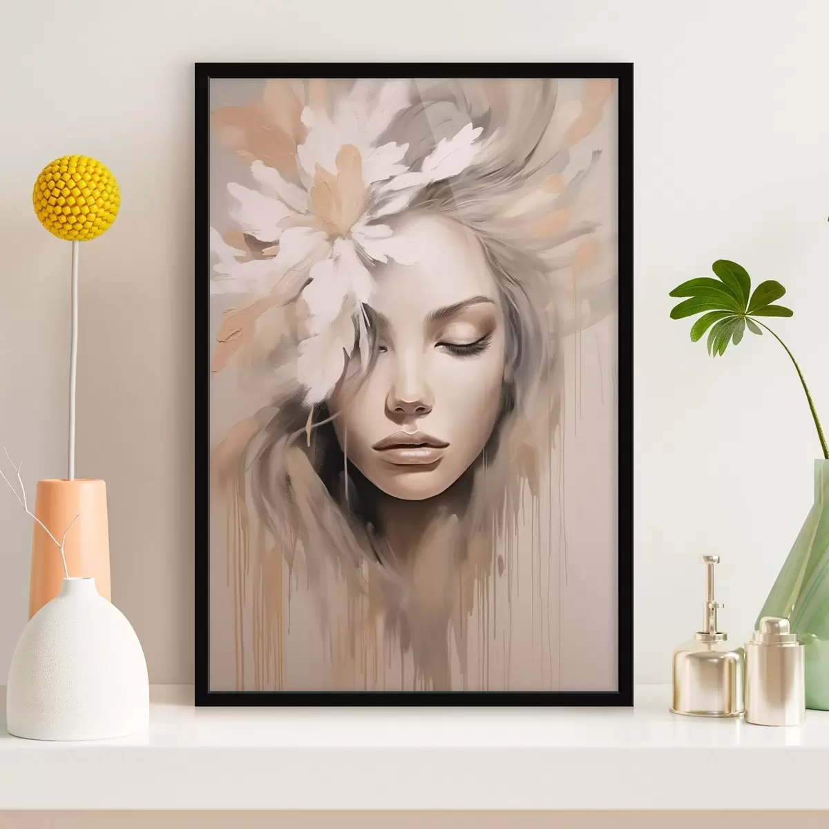 Affiche Portrait de femme avec une fleur f46218