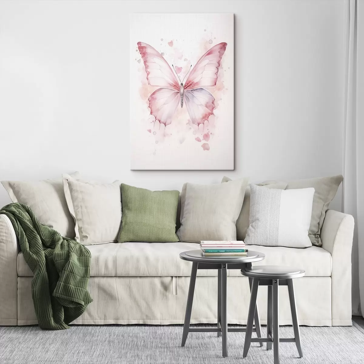  Schilderijen Roze vlinder, aquareltechniek s46073