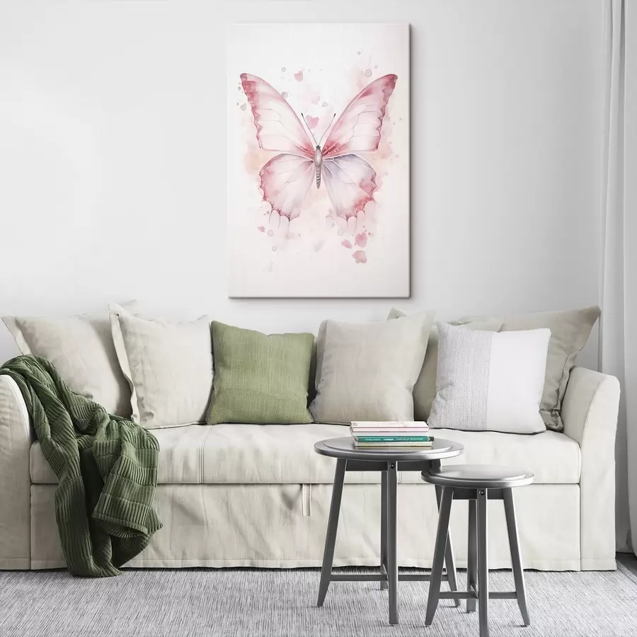  Peintures Papillon rose, technique aquarelle s46073