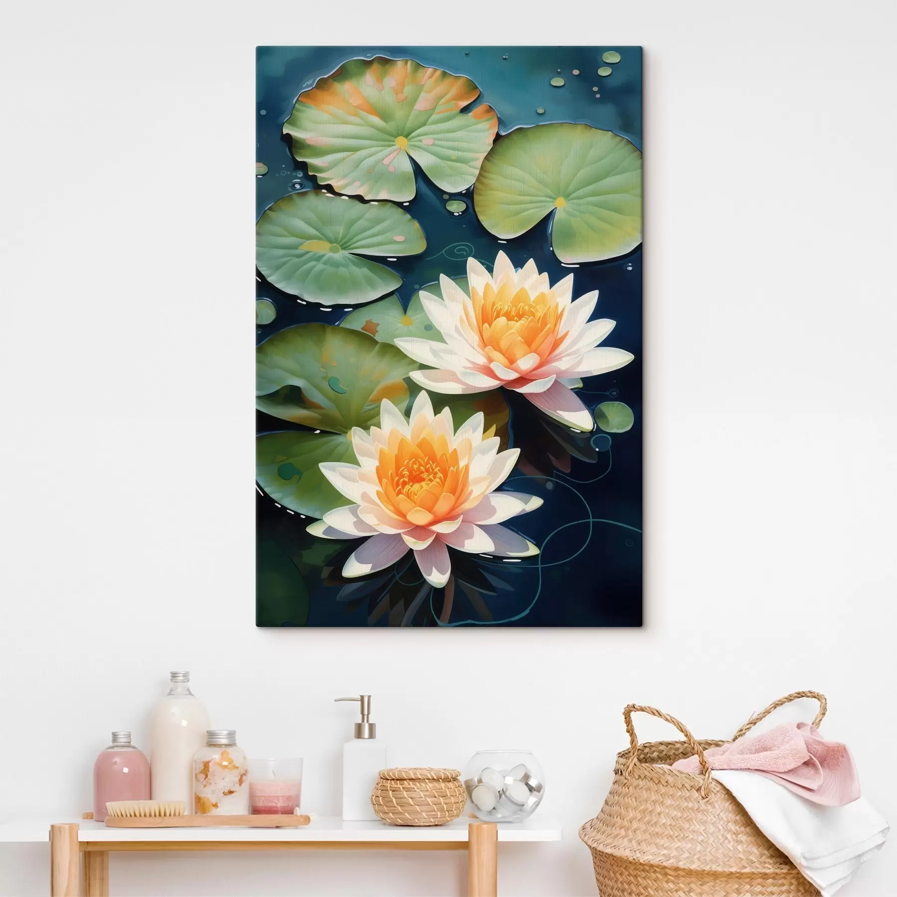 Peintures Deux fleurs de lotus s46084