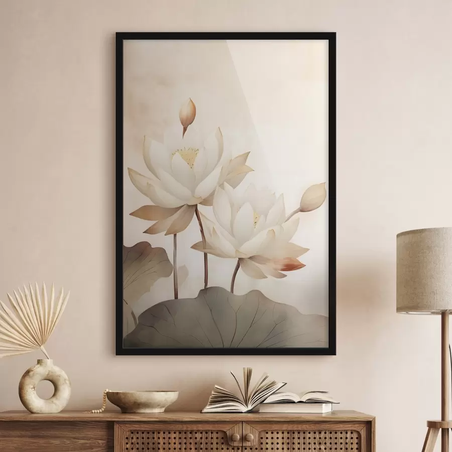 Fotobehang Grote lotusbloemen f46069