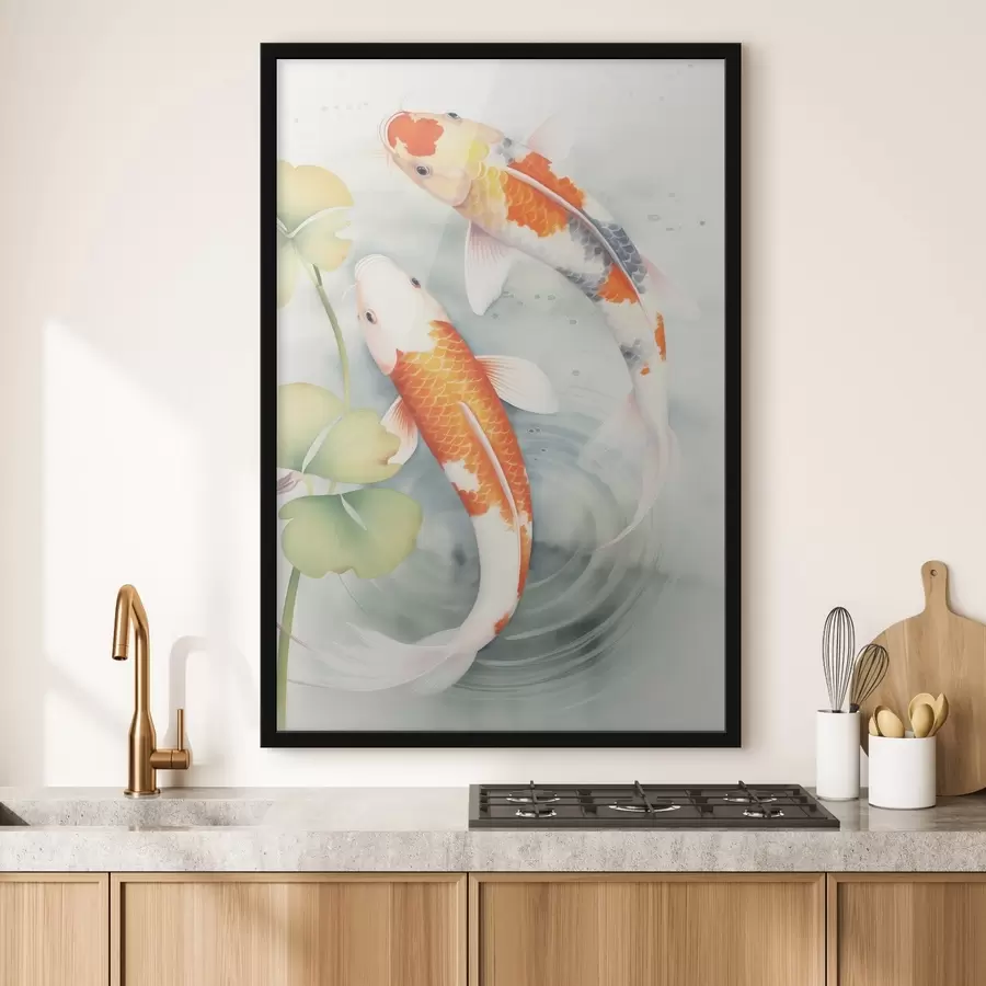 Papier peint photo Deux magnifiques poissons dans un étang f46086