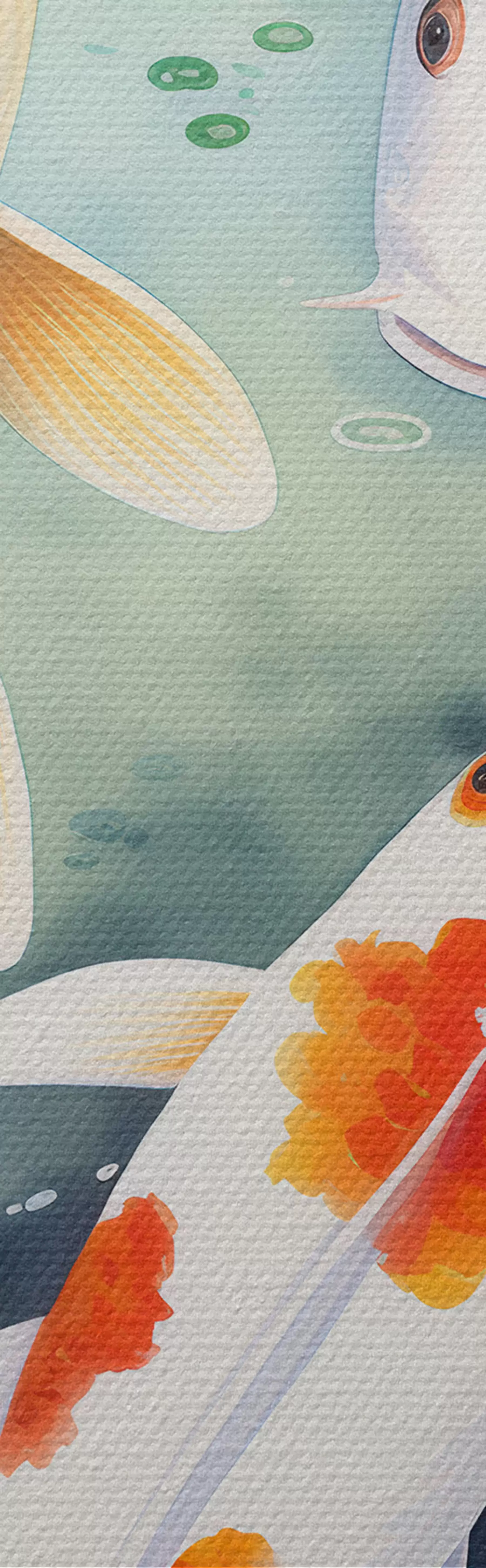  Peintures De magnifiques fleurs de lotus et des poissons m00868