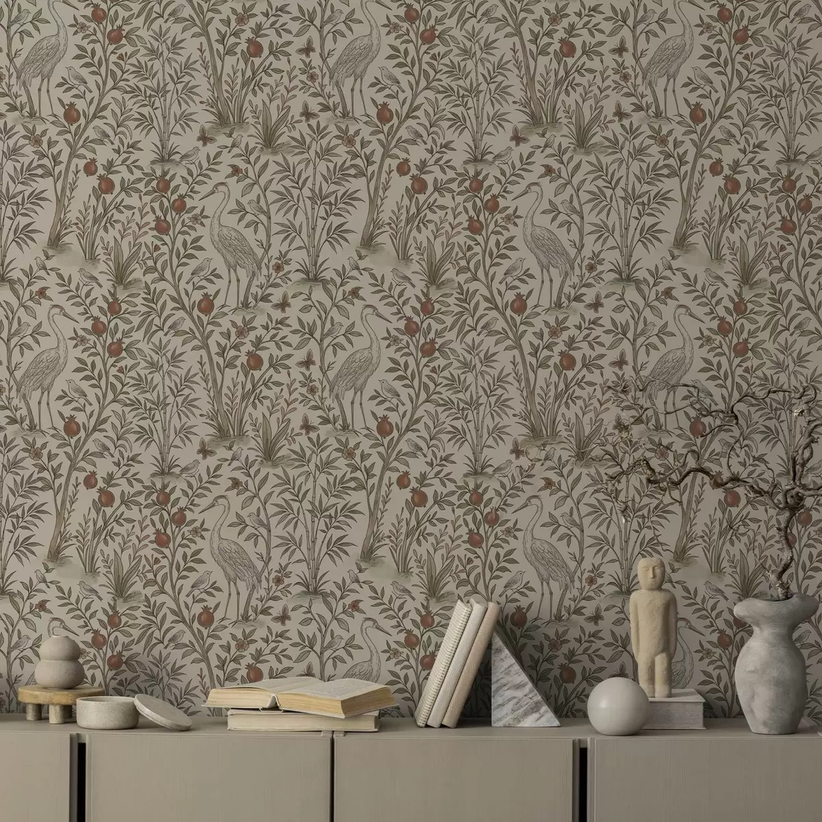 Papier peint Oiseaux parmi les grenadiers dans un cadre naturel a00699