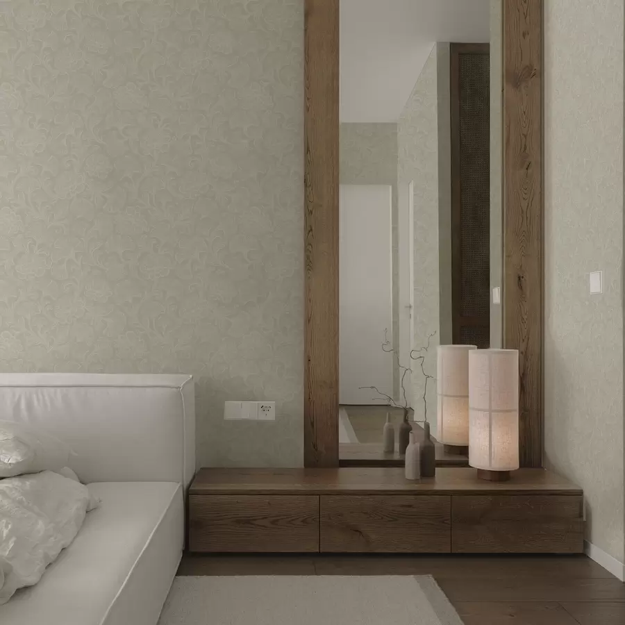 Fotobehang Lichtpatroon met ginkgo en pioenrozen a00700