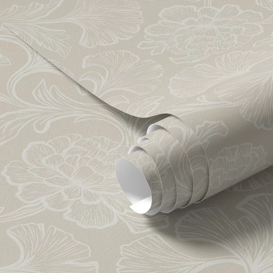 Papier peint photo Motif lumineux avec ginkgo et pivoines a00700