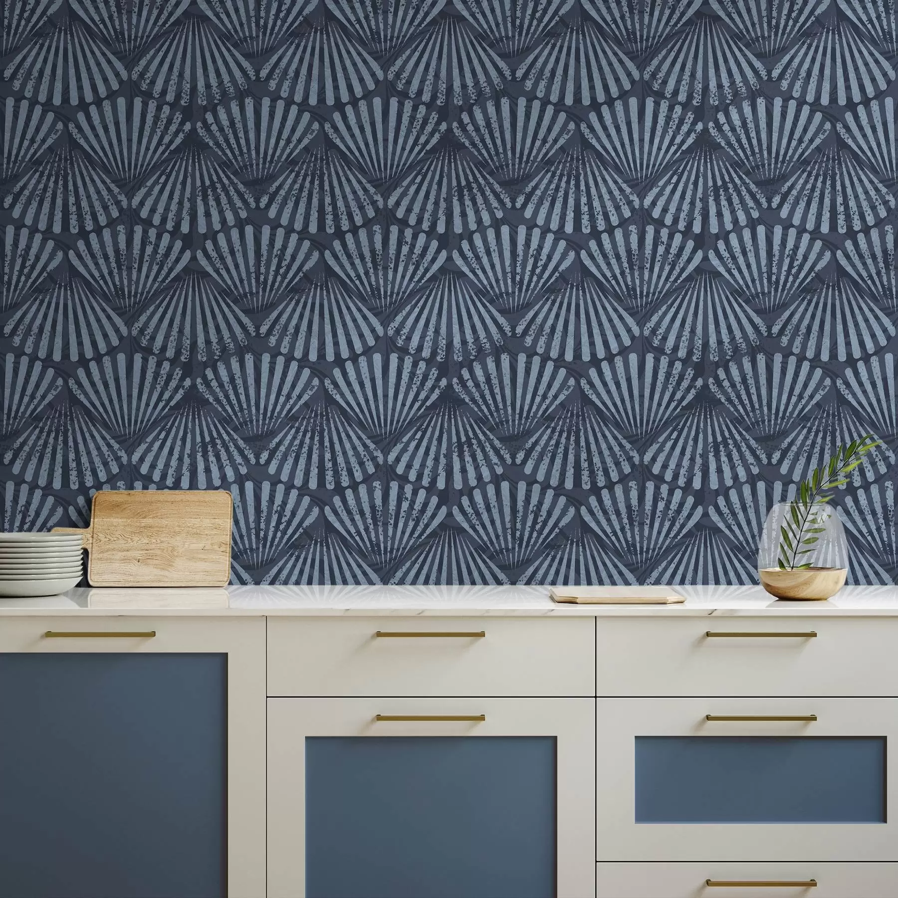 Papier peint photo Rayons abstraits dans des nuances de bleu, motif dynamique a00710