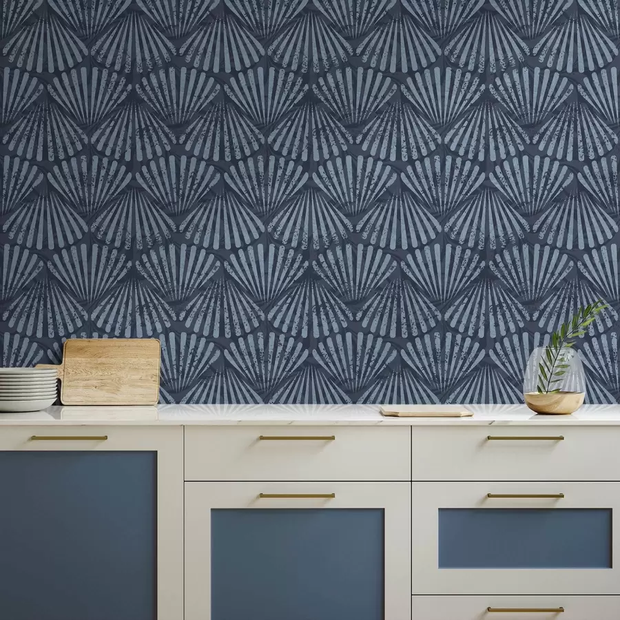 Papier peint photo Rayons abstraits dans des nuances de bleu, motif dynamique a00710