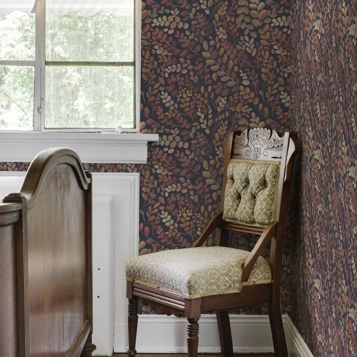 Papier peint Feuilles d'automne aux tons chauds orange-rose a00799v2