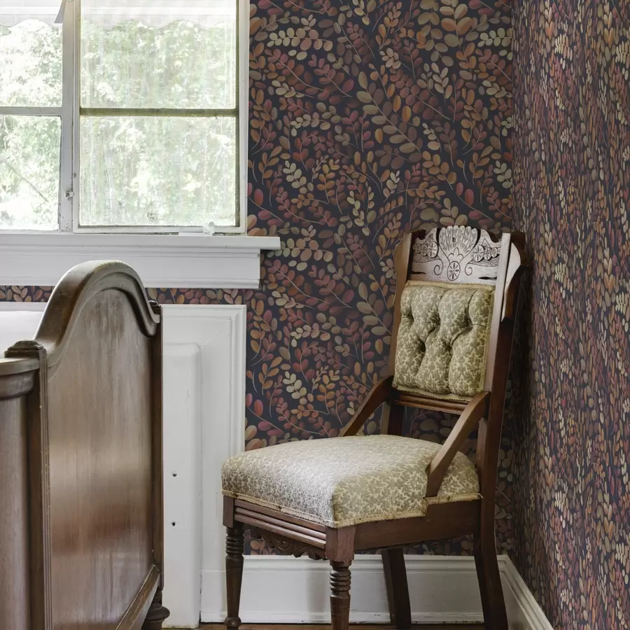 Papier peint photo Feuilles d'automne aux tons chauds orange-rose a00799v2