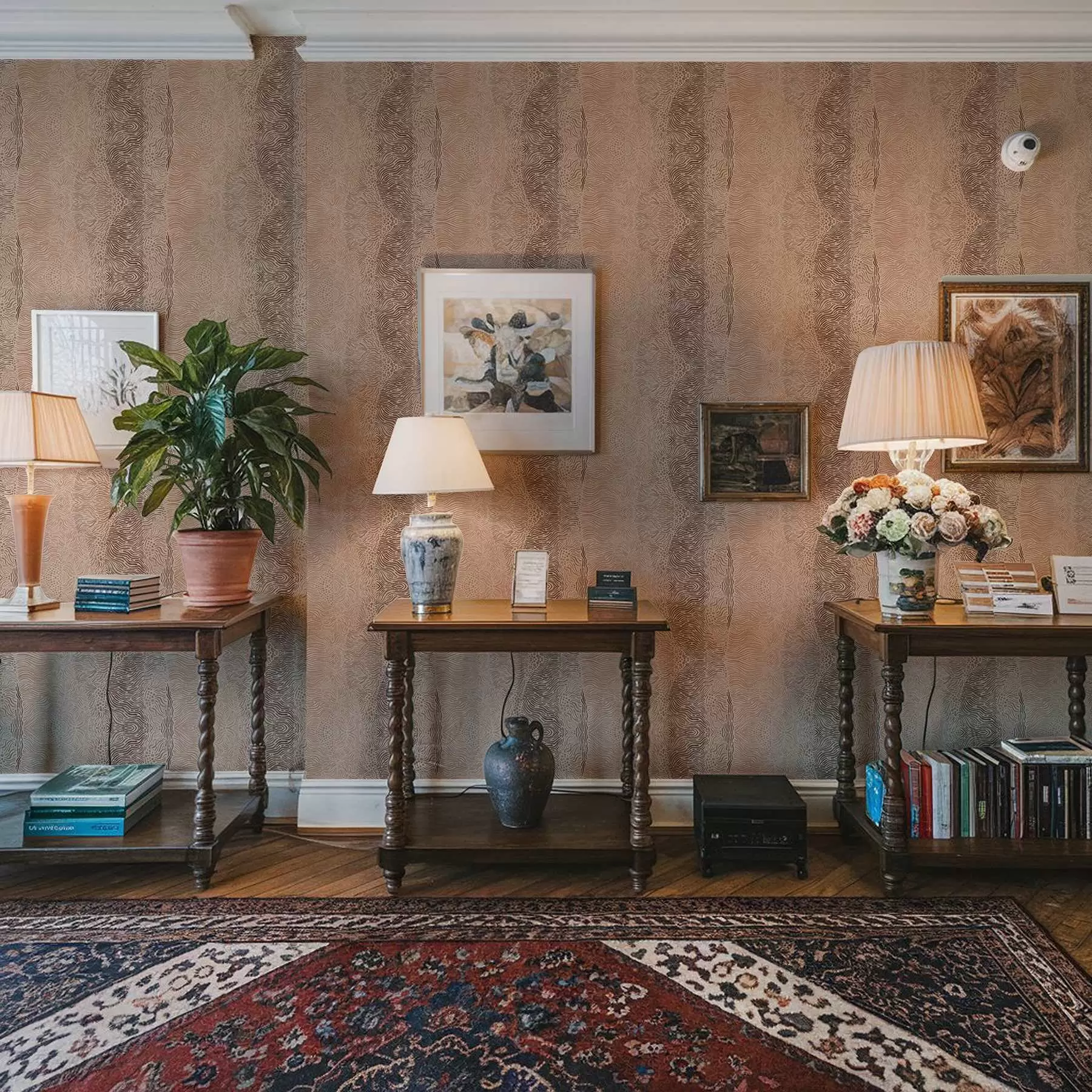 Fotobehang Golvend geometrisch patroon in een licht beige-bruin kleurenpalet a00804