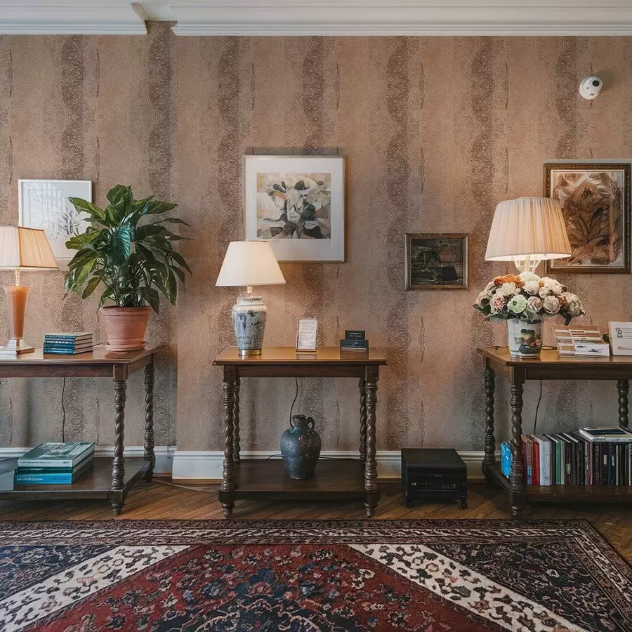 Fotobehang Golvend geometrisch patroon in een licht beige-bruin kleurenpalet a00804