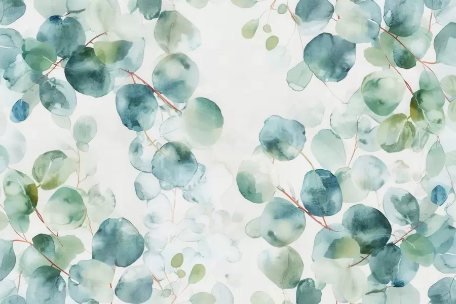 Fotobehang Eucalyptusbladeren aquarel w04690