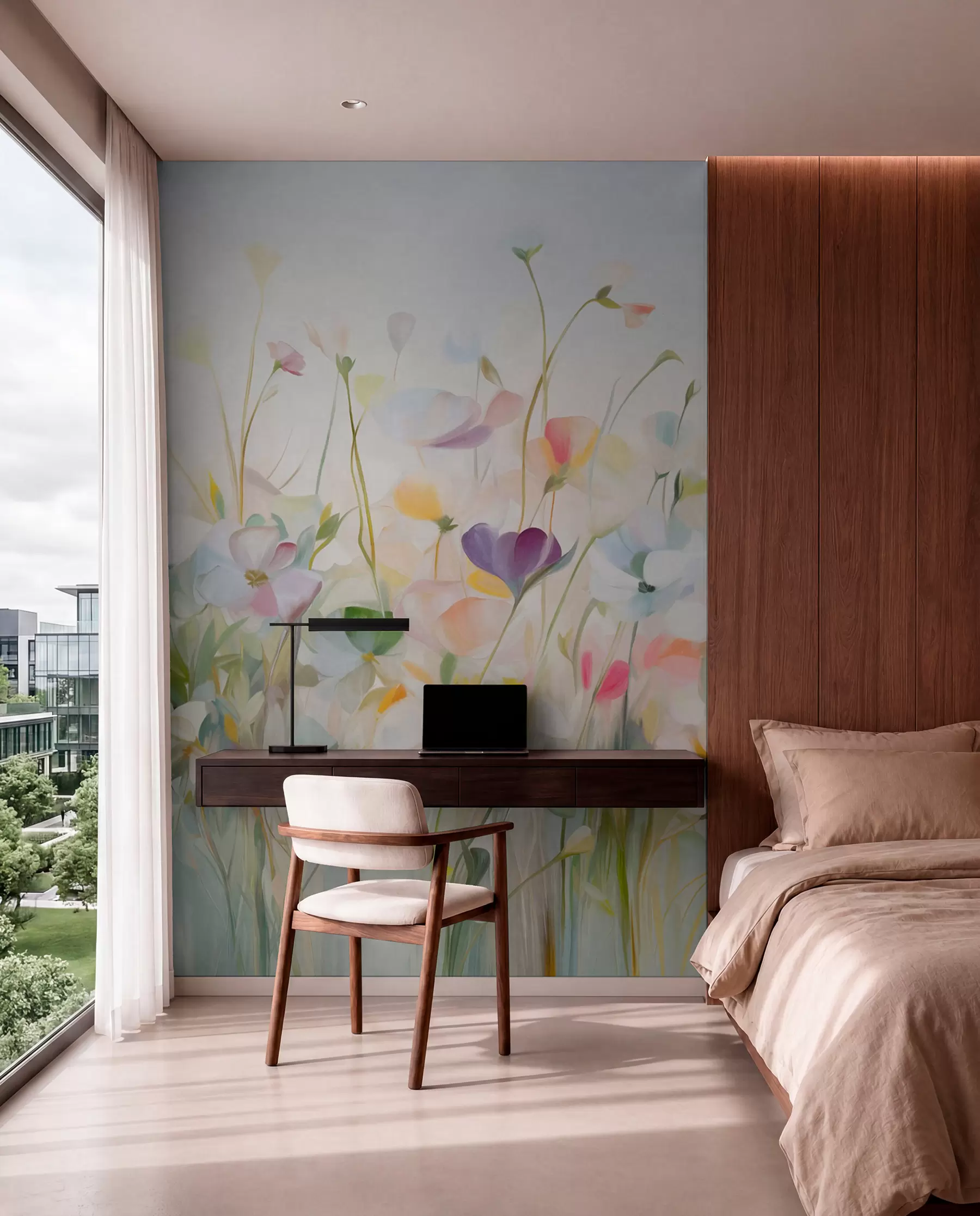 Fotobehang Kleurstudie van veldbloemen w09466