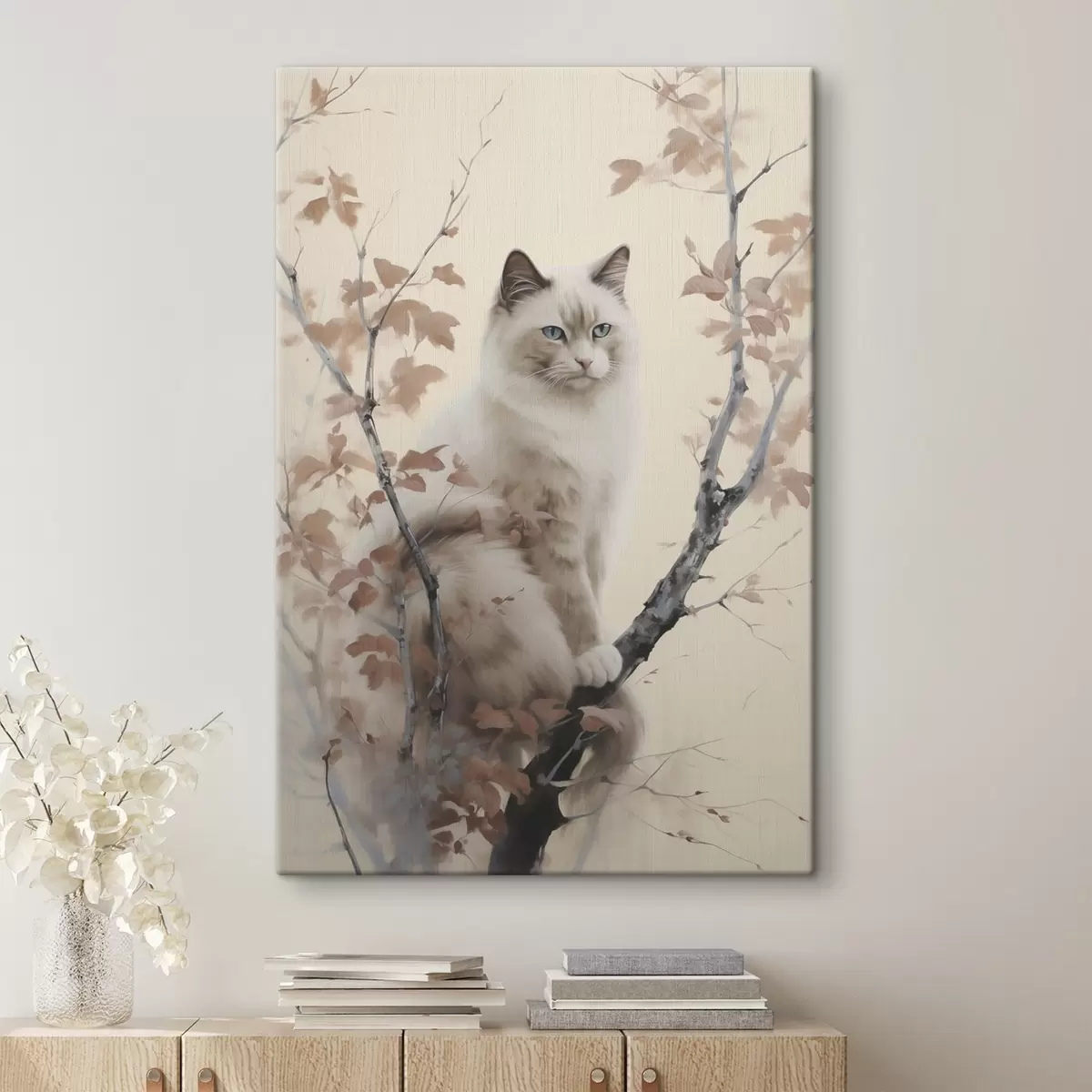  Peintures Le chat est assis sur un arbre s46301