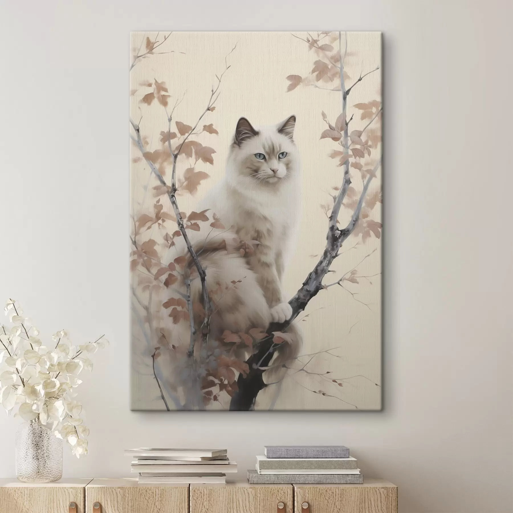  Peintures Le chat est assis sur un arbre s46301