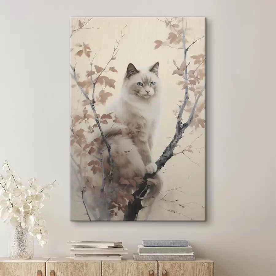  Peintures Le chat est assis sur un arbre s46301