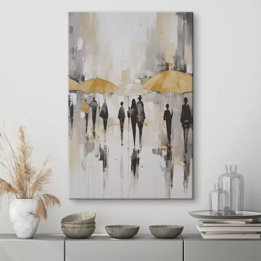  Schilderijen Abstractie van mensen met paraplu's s46304