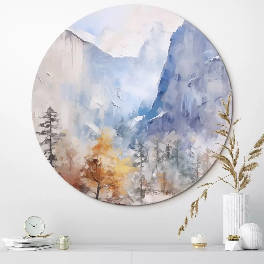  Schilderijen Abstract landschap van bos voor bergen r46298