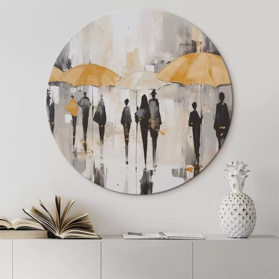  Peintures Abstraction de personnes avec des parapluies r46304