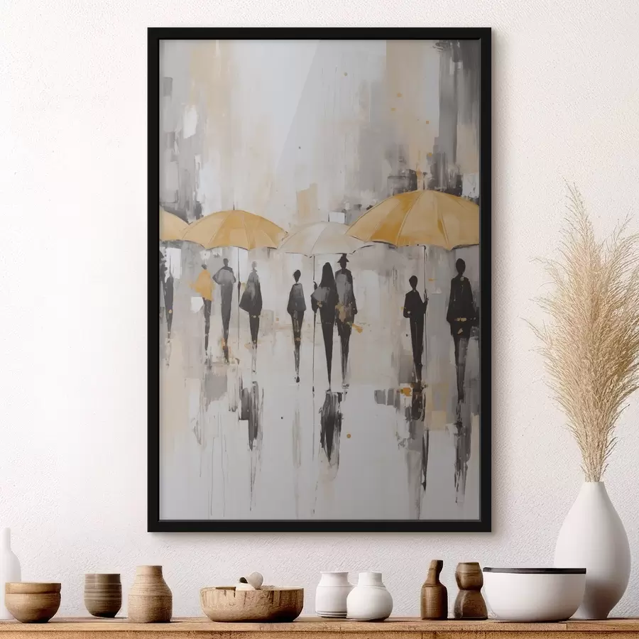 Papier peint photo Abstraction de personnes avec des parapluies f46304