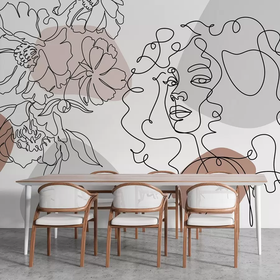 Papier peint photo Fille dans les files d'attente w04724