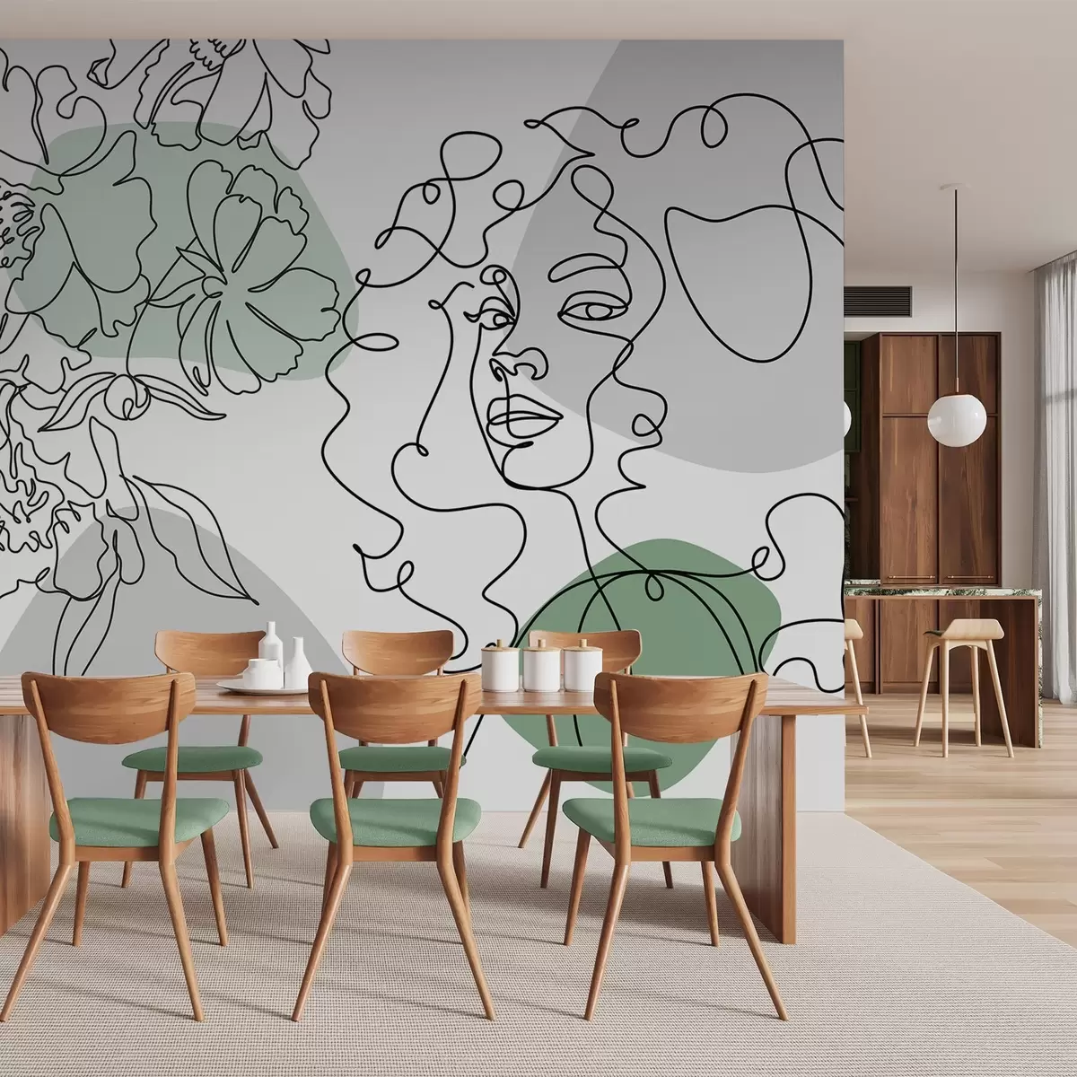 Papier peint photo Fille dans les files d'attente w04724v1