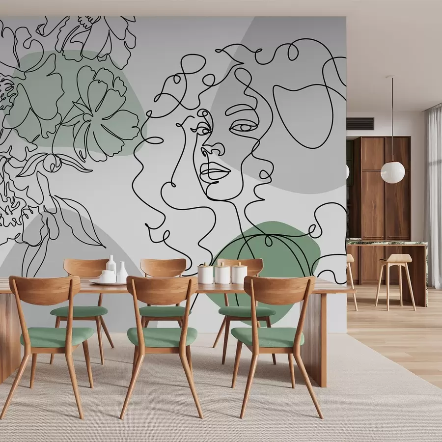 Papier peint photo Fille dans les files d'attente w04724v1