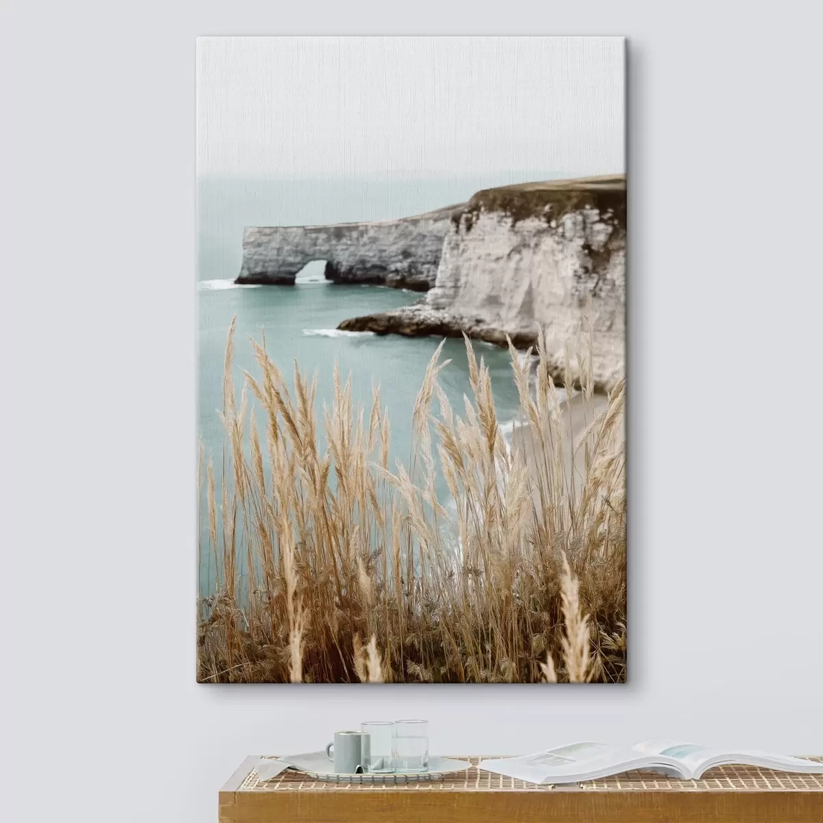  Peintures Falaises côtières avec des roseaux au premier plan s46141