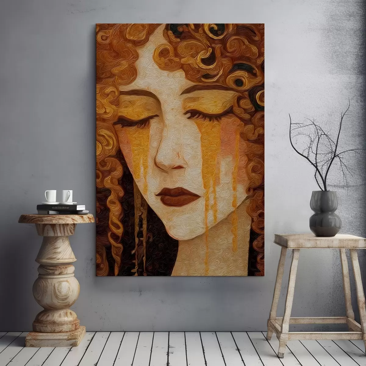  Peintures Portrait de femme aux cheveux roux et au maquillage décoratif s46149