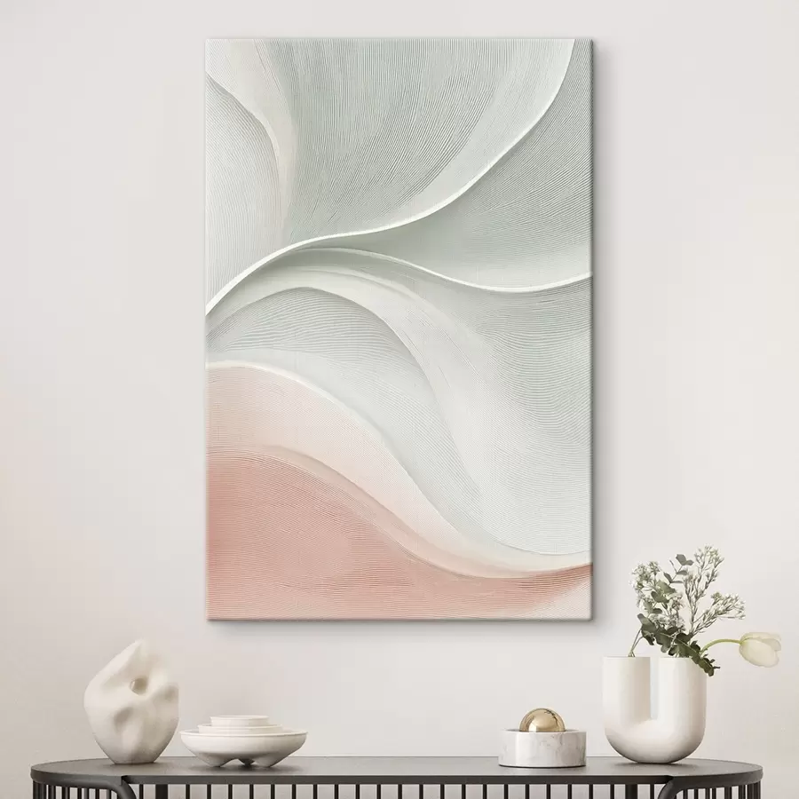  Schilderijen Abstracte golven in warme roze-beige tinten s46152