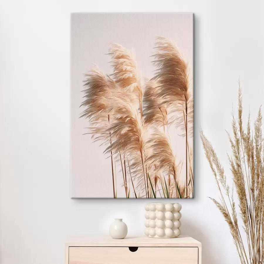  Peintures Herbes décoratives duveteuses sur fond clair s46157