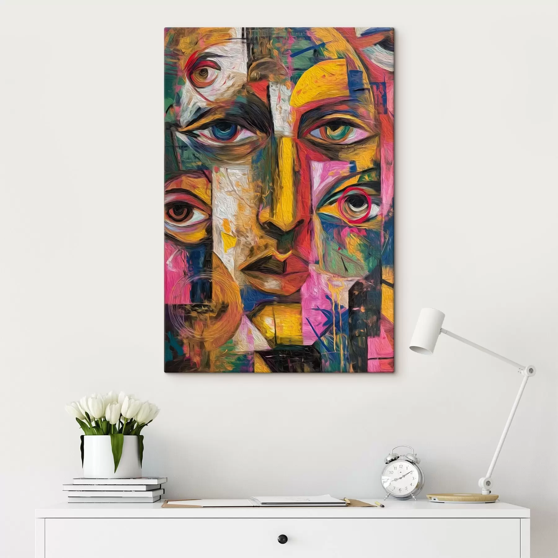  Peintures Visage abstrait avec des formes géométriques lumineuses s46175