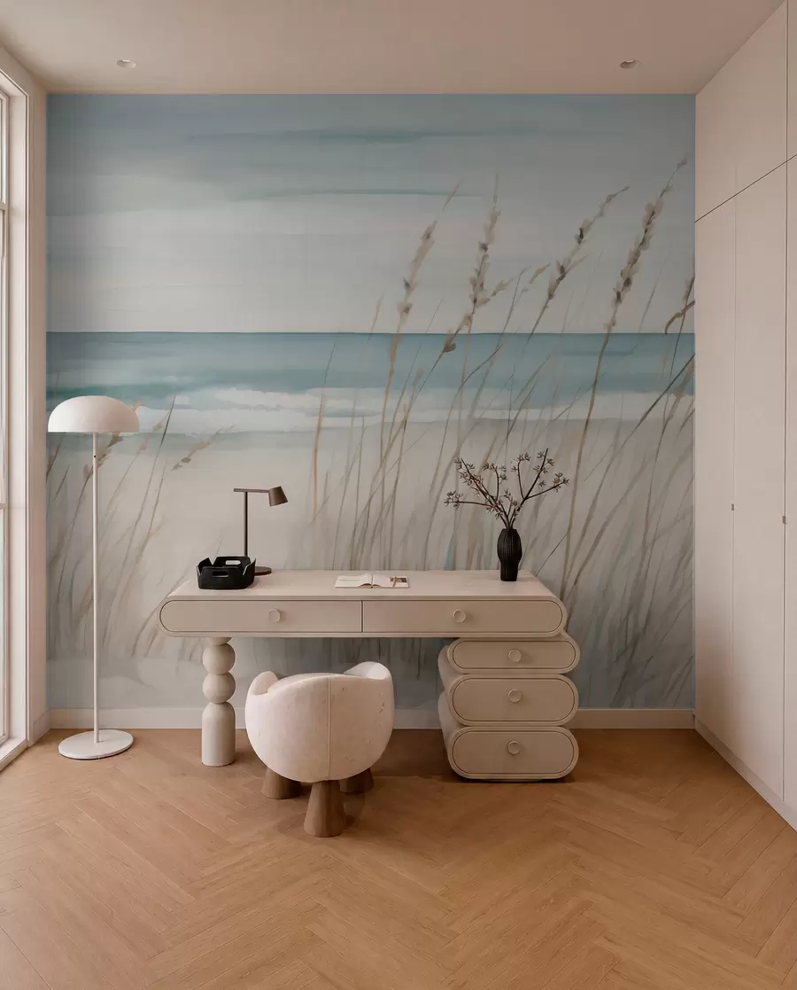 Fotobehang Zacht gras aan de kust w04737