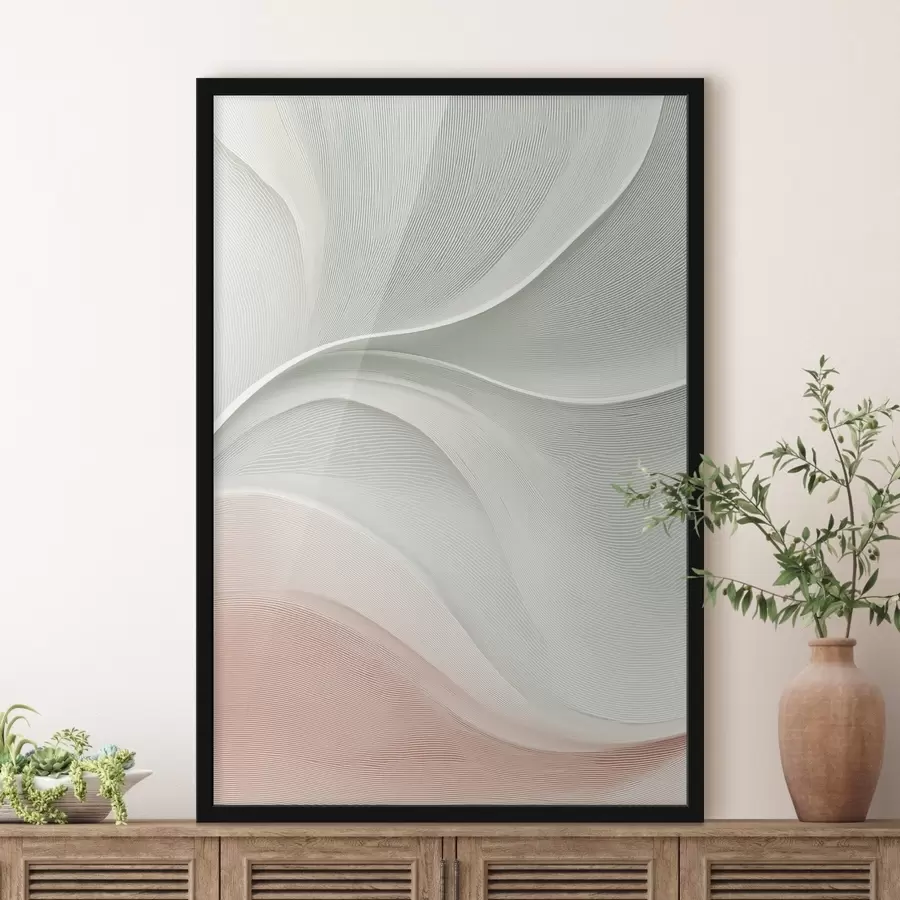 Papier peint photo Vagues abstraites dans des tons chauds rose-beige f46152