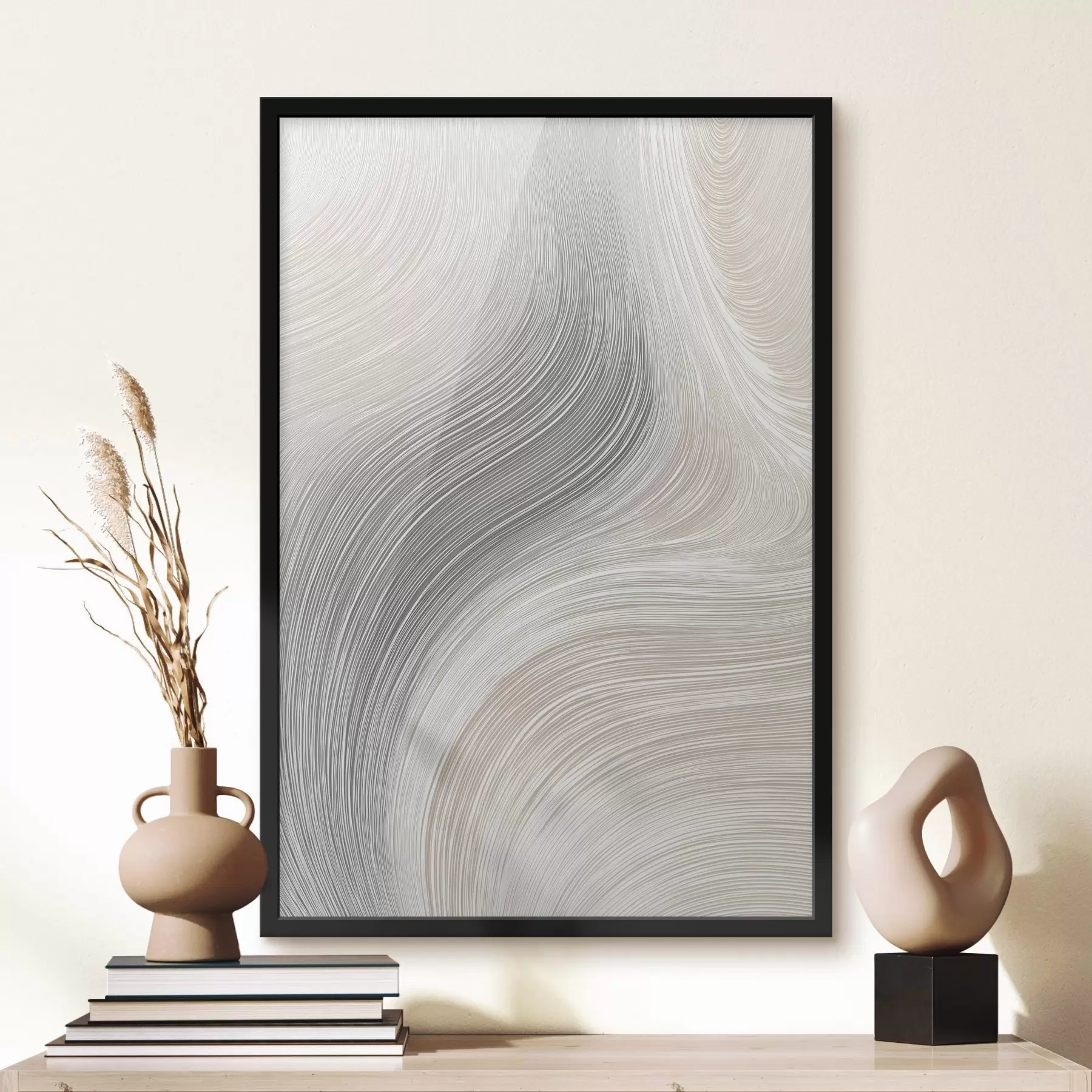 Fotobehang Abstracte vloeiende lijnen in neutrale tinten f46154